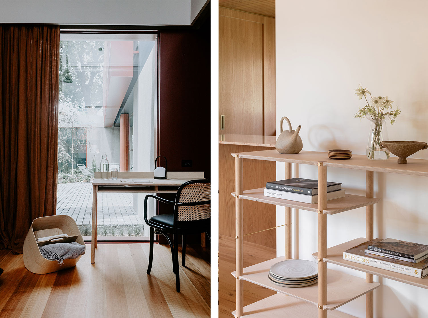 Work from Home Scrivette Desk Oak House & Shibui Shelving System