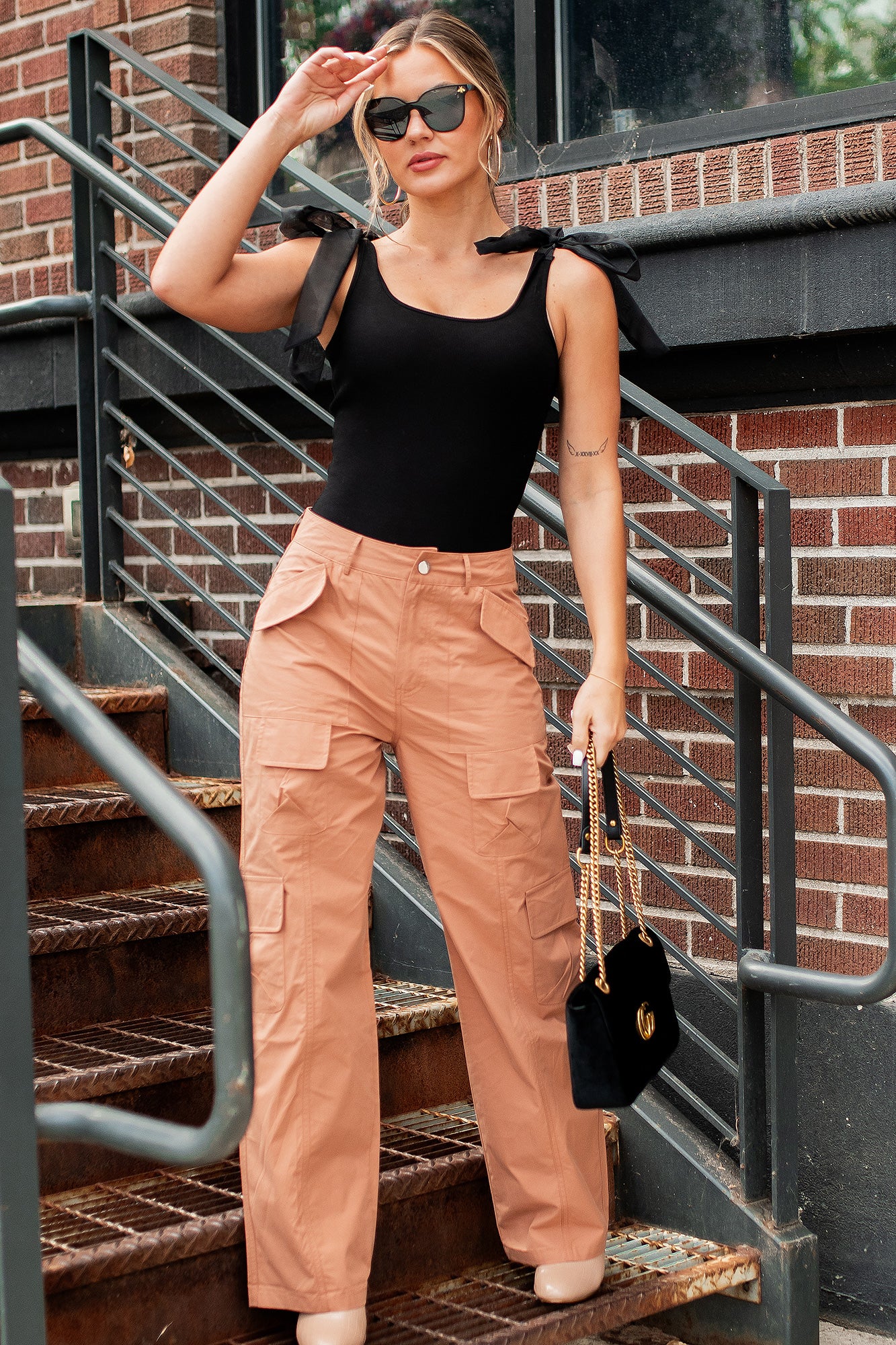 Loving Deeply Wide Leg Satin Cargo Pants (Hunter Green) · NanaMacs