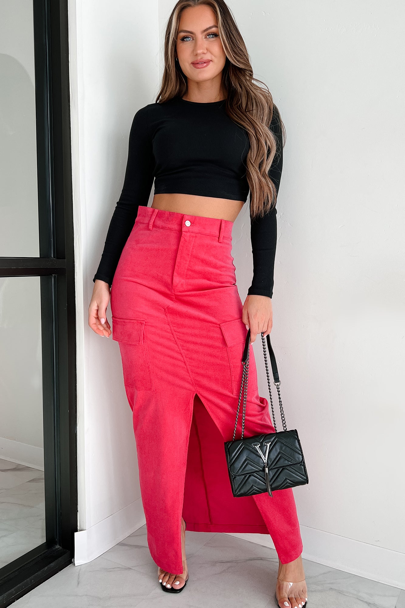 Pink Satin Cargo Pants Design by Moihno at Pernia's Pop Up Shop 2024