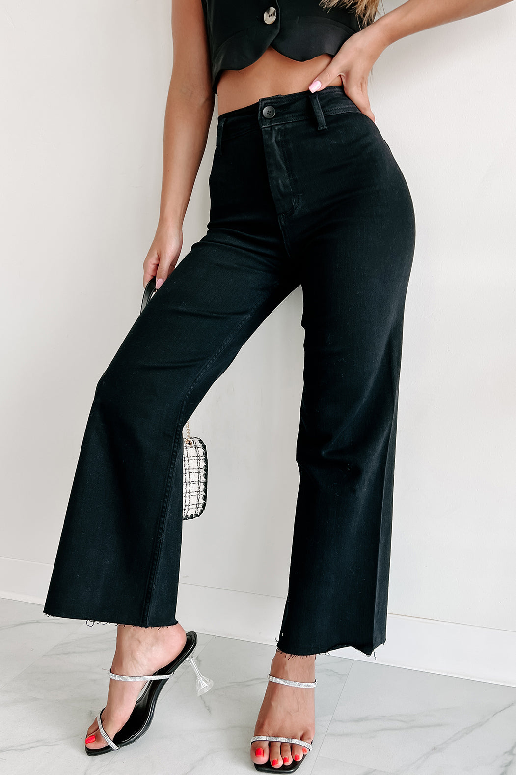 According To Plan High Rise Wide Leg Crop Jeans (Black) · NanaMacs