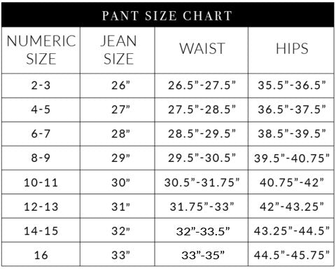 Small Clothing Size Chart