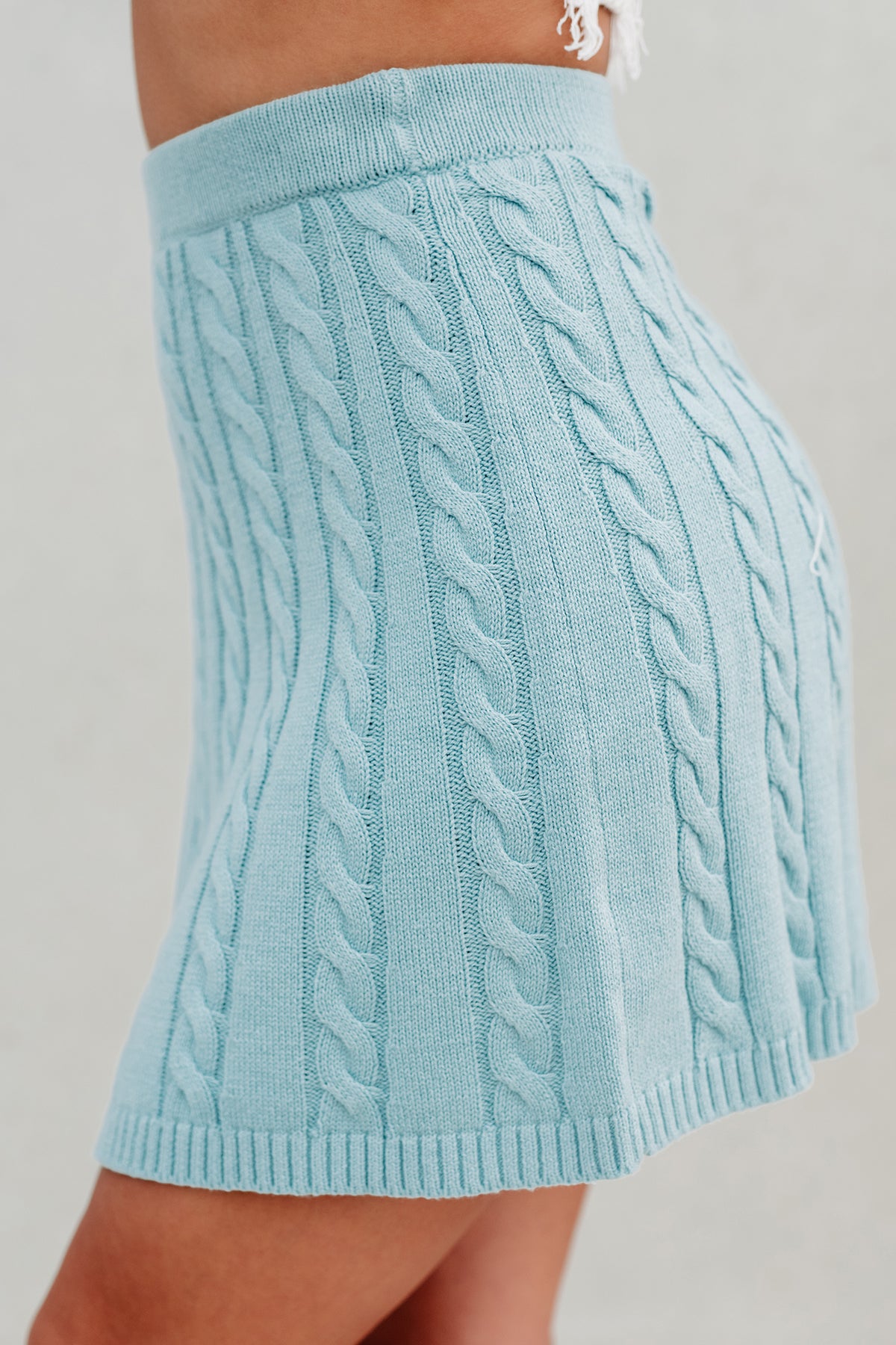 Everlasting Hope Cable Knit Mini Skirt (Blue) NanaMacs