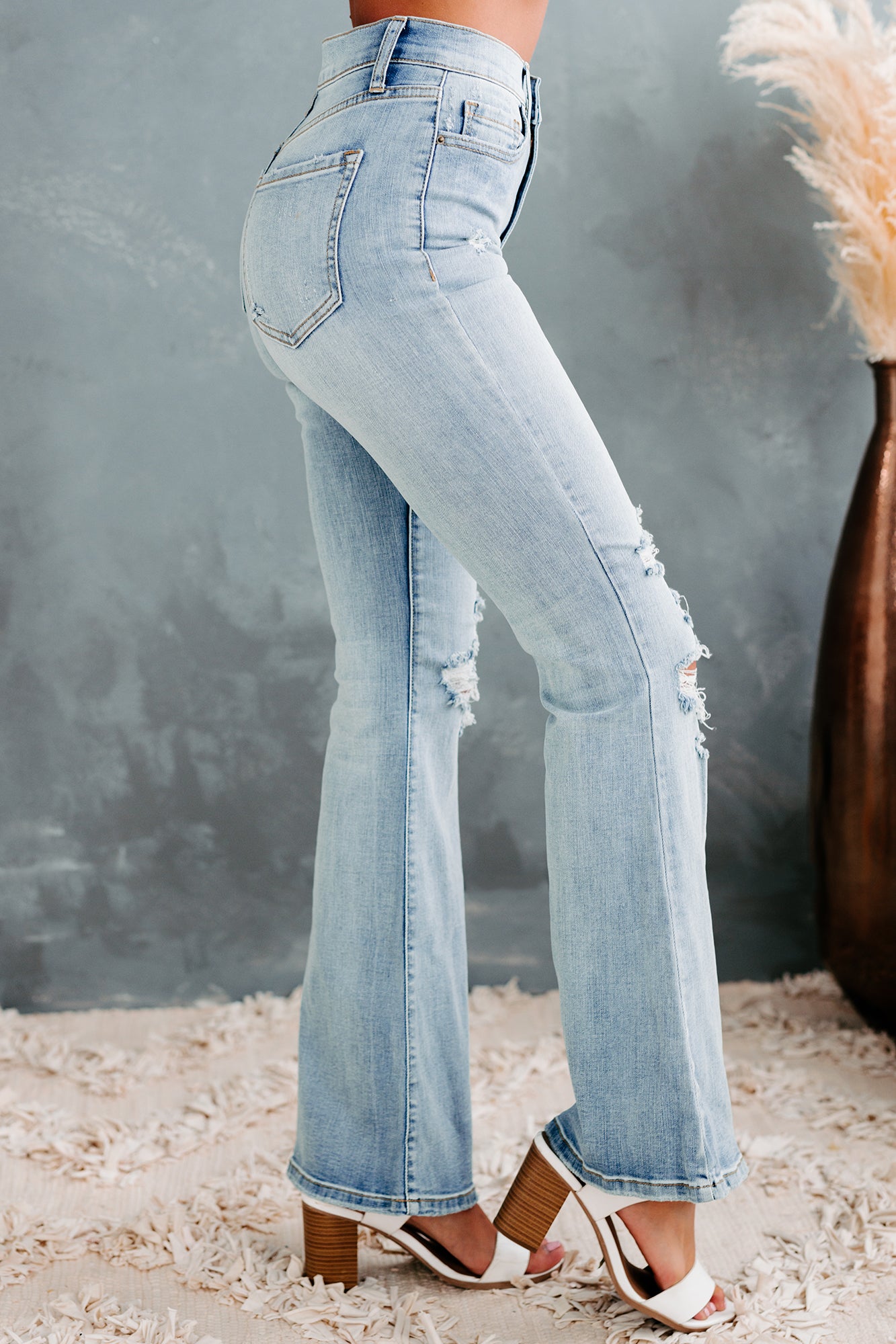 Flare For The Obvious Sneak Peek High Rise Flare Jeans (Light) - NanaMacs