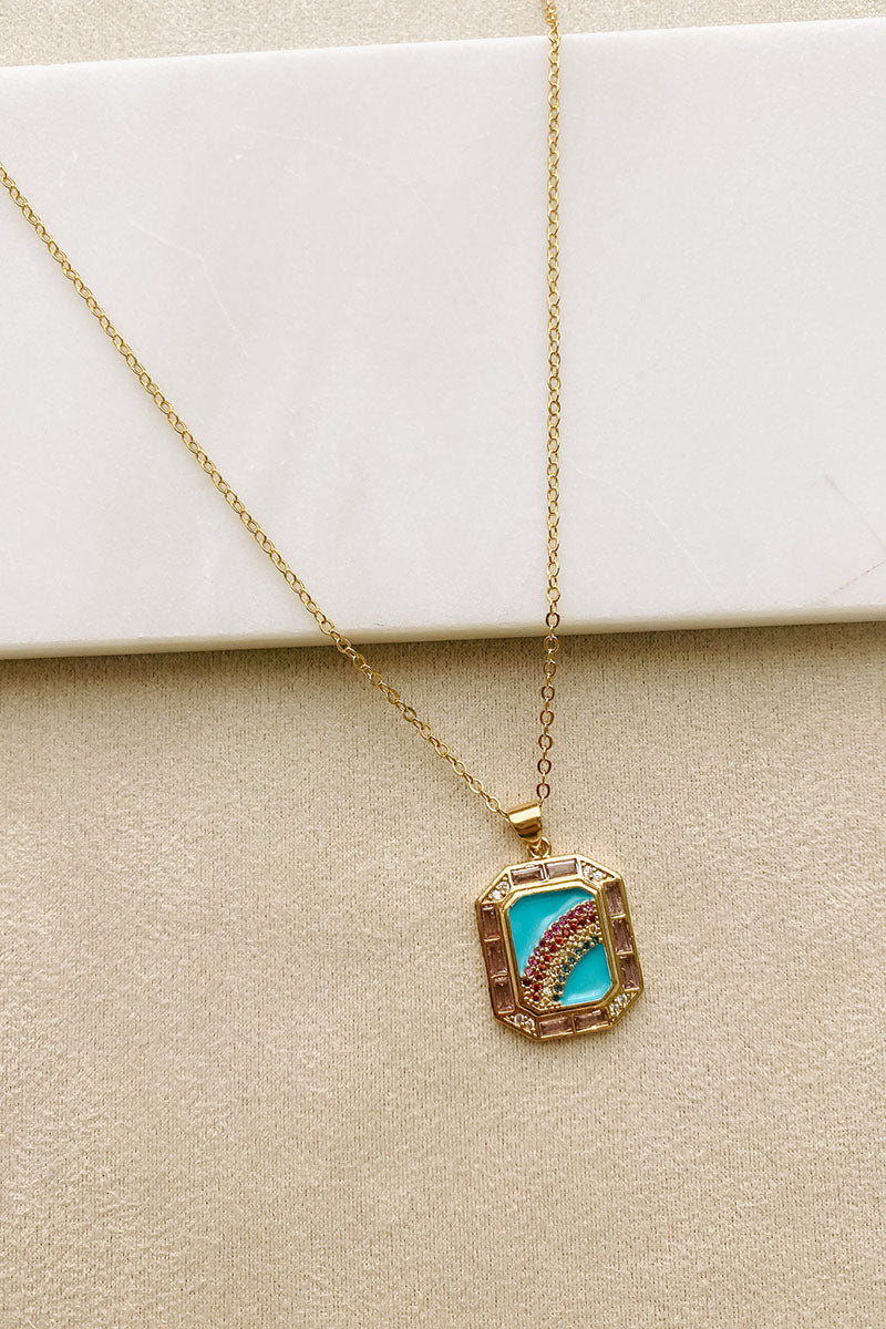 Searching For Gold Rainbow Pendant Necklace (Gold)