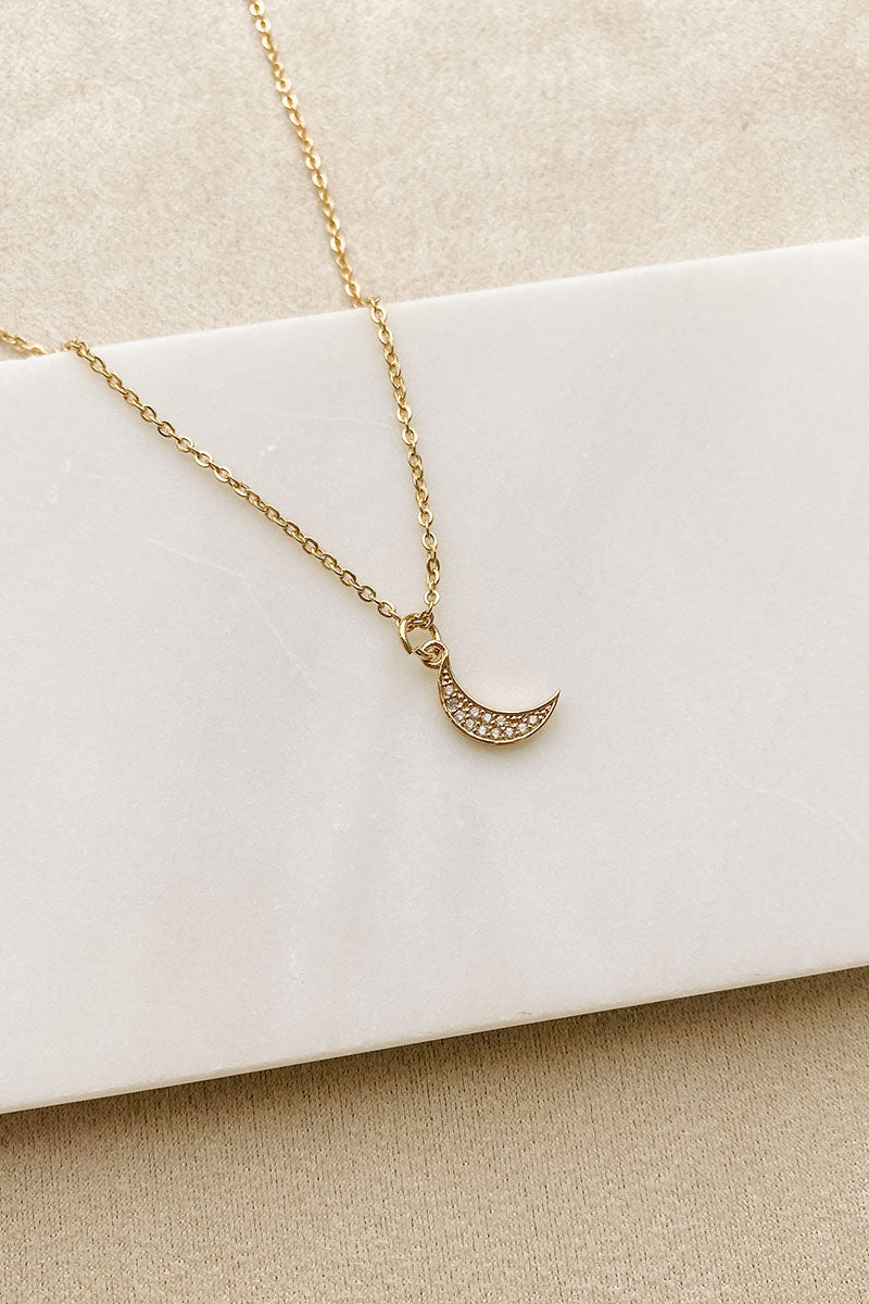 Love By The Moon Charm Necklace (Gold)