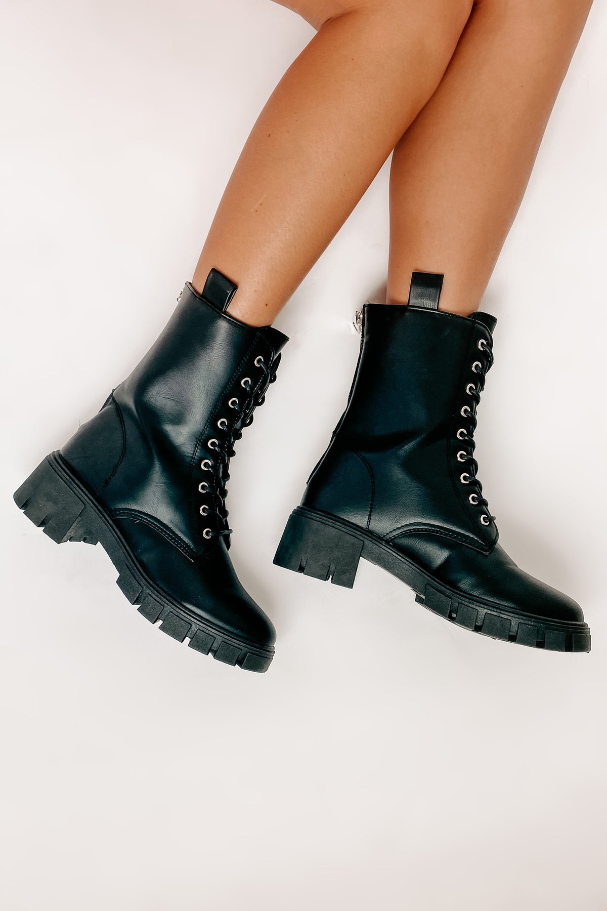 Adios Amigo Faux Leather Chunky Combat Boots (Black) – NanaMacs