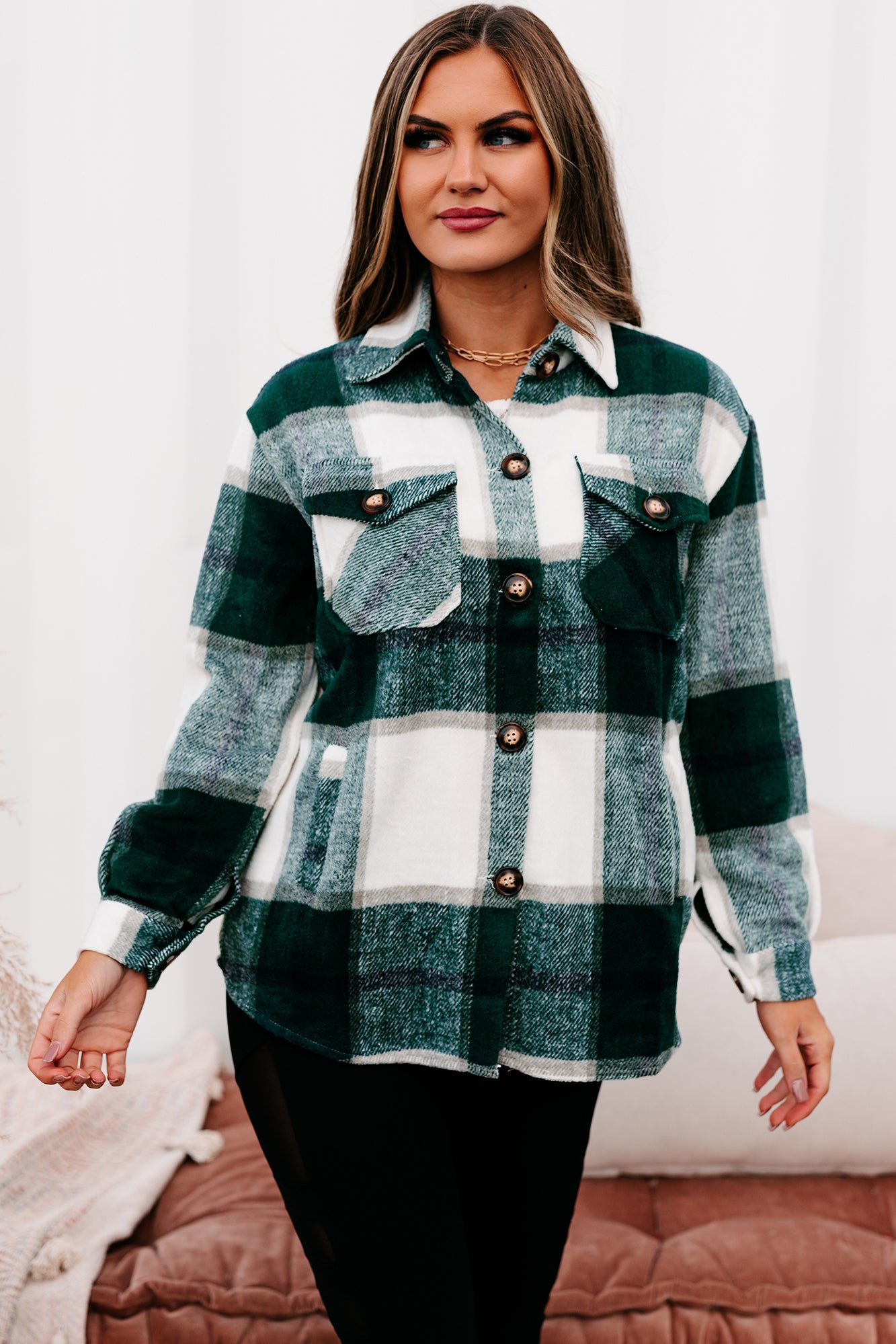 Shift In The Wind Plaid Shacket (Green) – NanaMacs