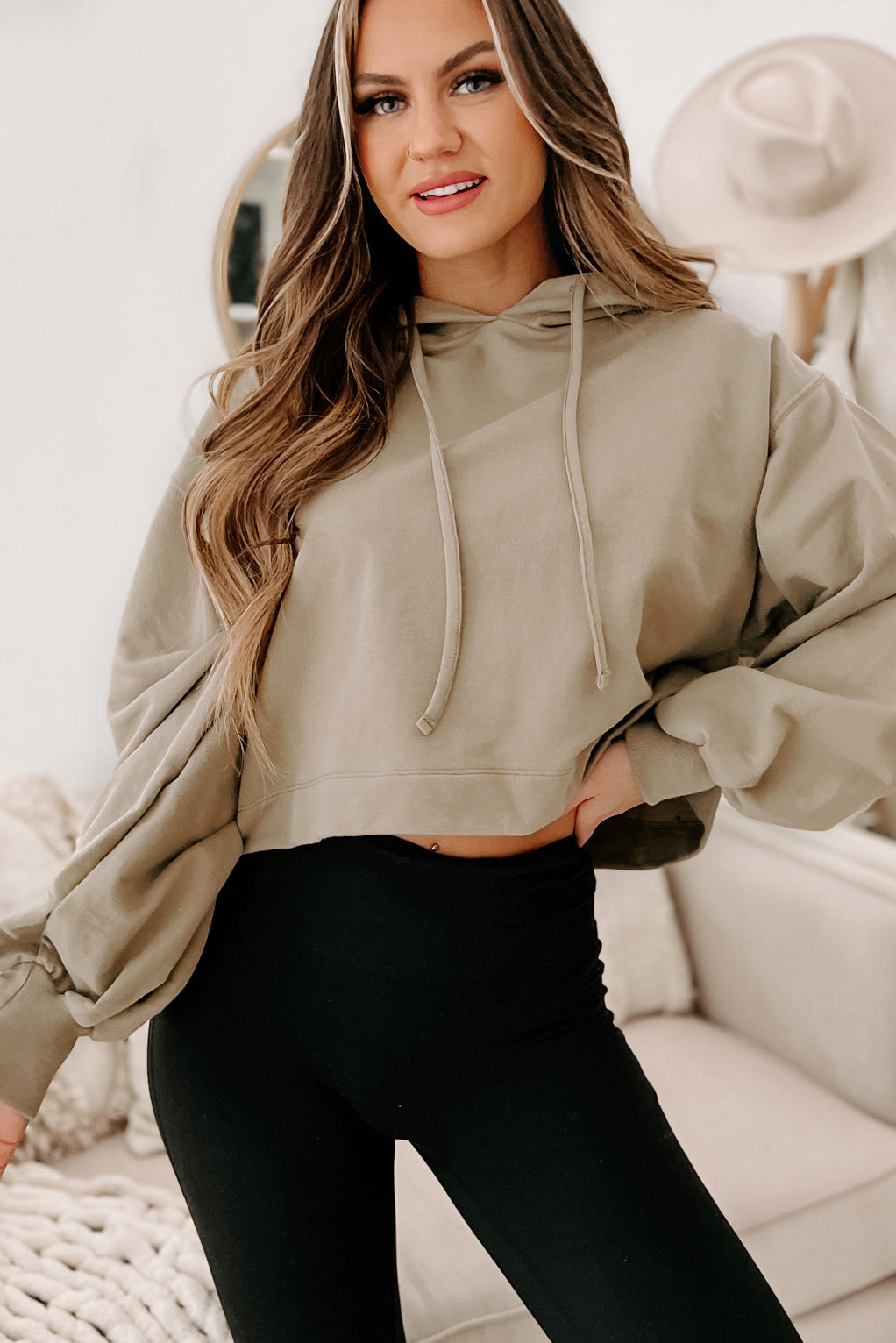 Crop Hoodie (Khaki)