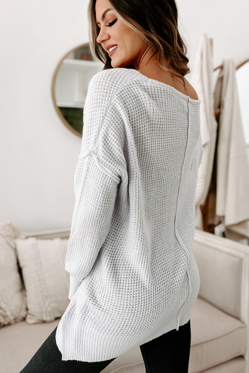 Clean Break V-Neck Knit Sweater (Ice Blue) – NanaMacs