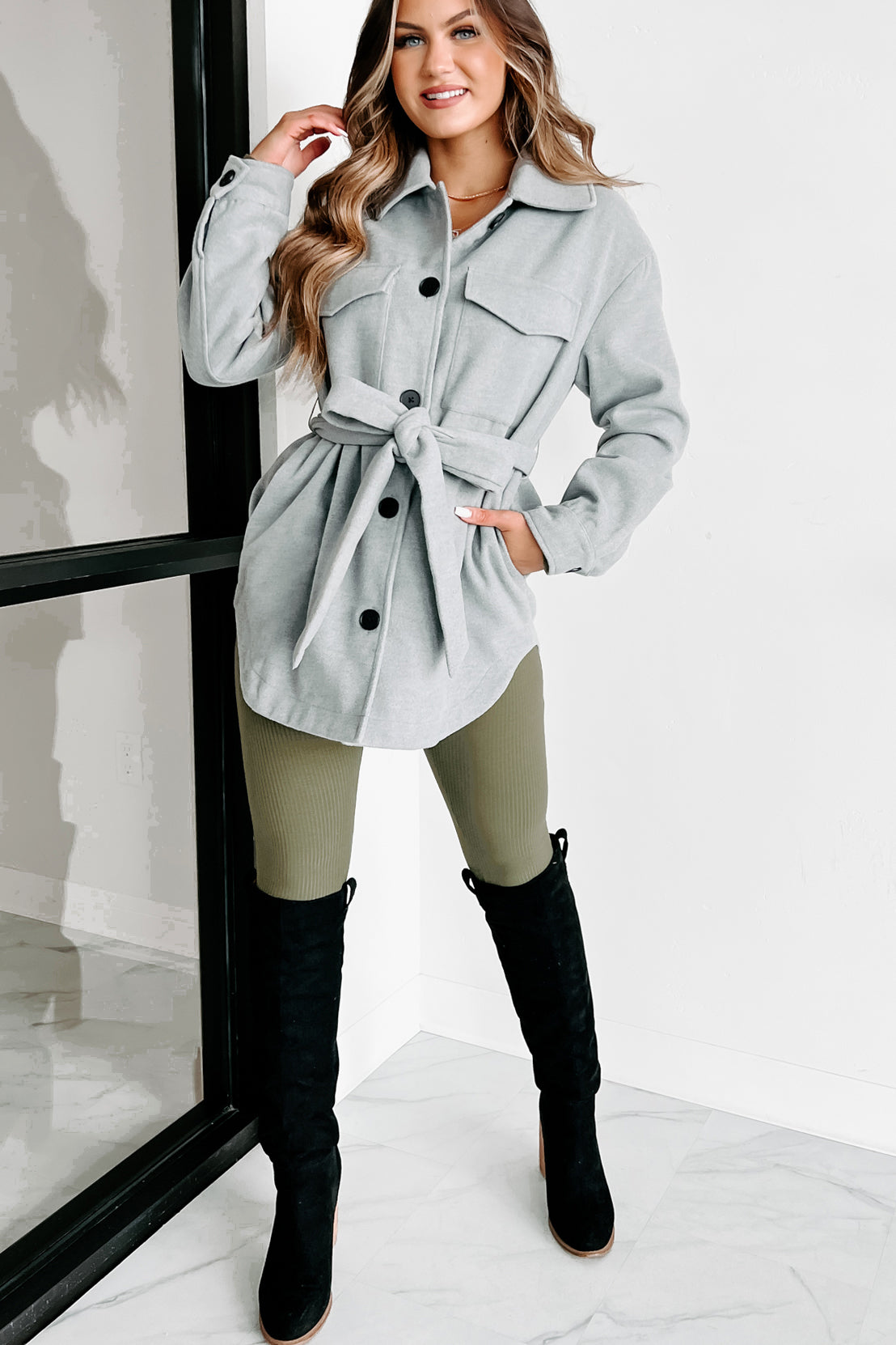 City Stroll Button Front Coat (Heather Grey)