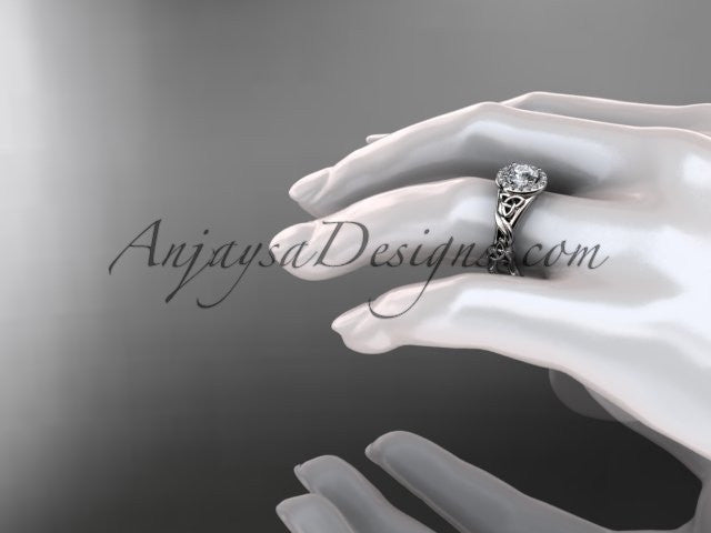 14kt white gold diamond celtic trinity knot wedding ring, engagement ring CT7302 - AnjaysDesigns