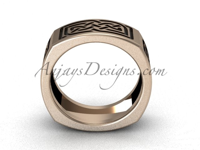 Mens Celtic Eternity Knot Wedding Band 7.9mm Rose Gold Ring