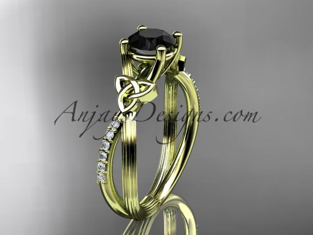 14kt yellow gold diamond celtic trinity knot wedding ring, engag