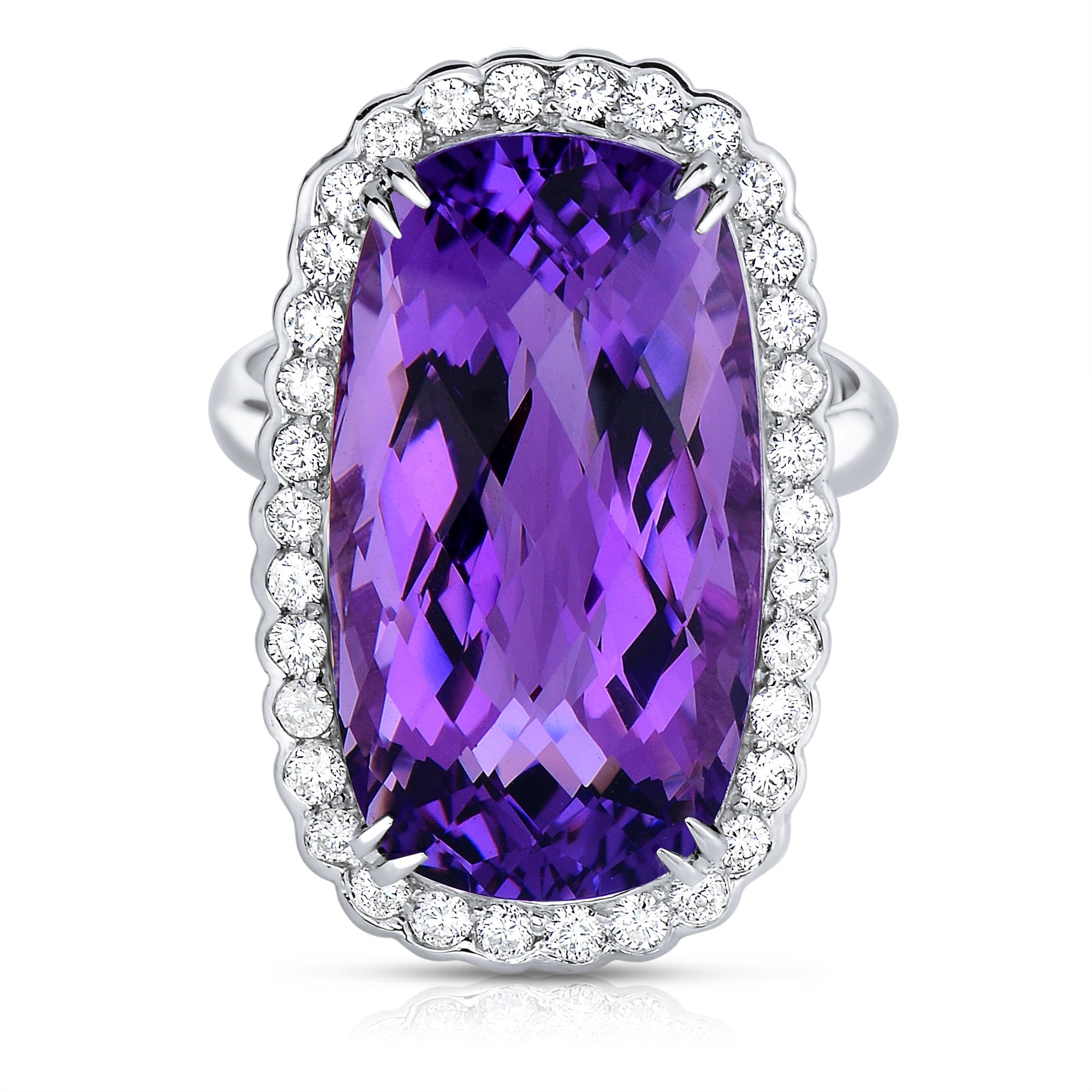 Amethyst and diamond ring with split shank