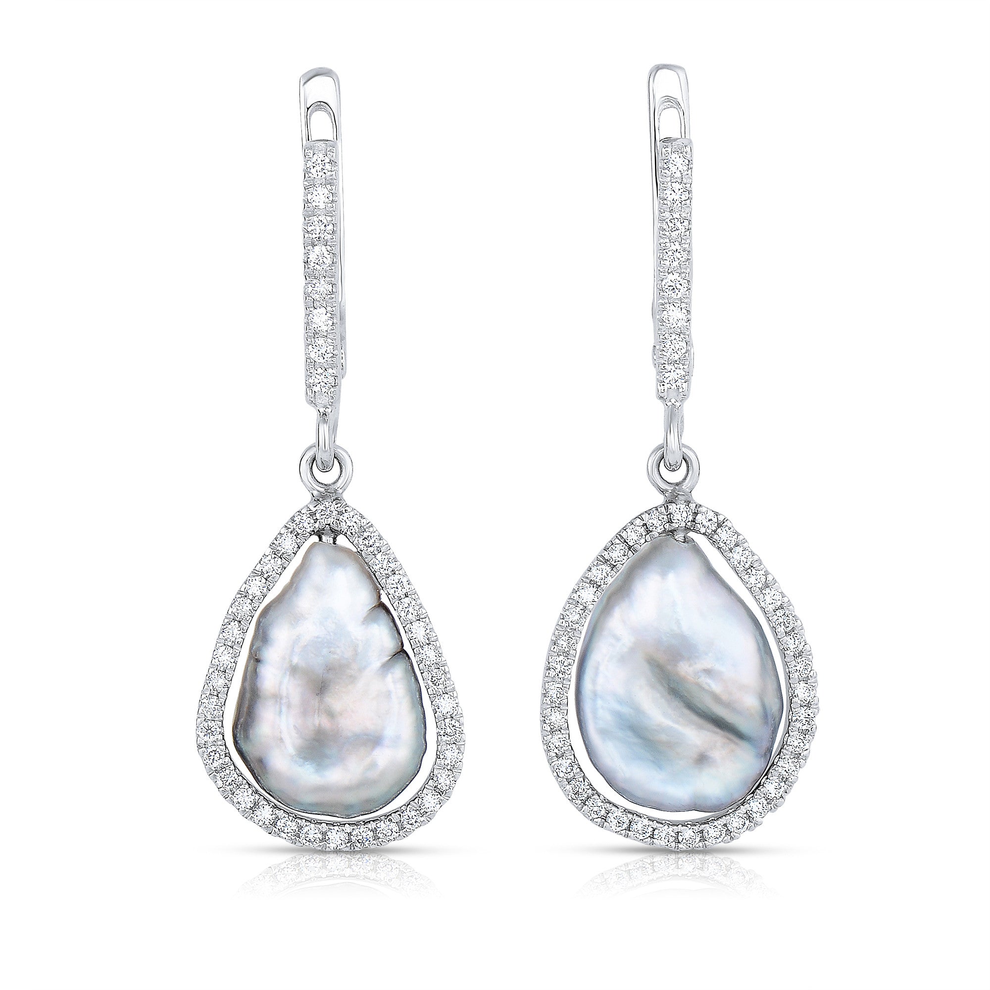 Drop pearl and diamond earrings