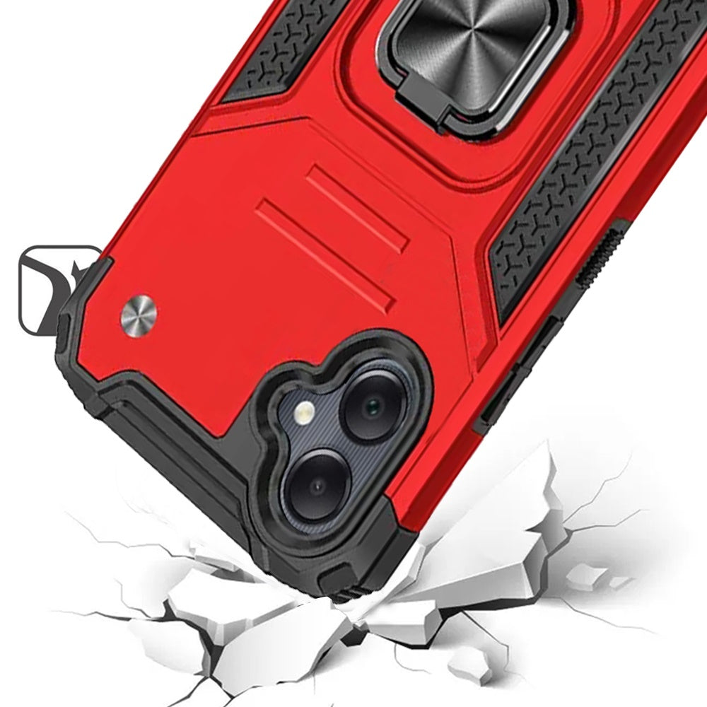 For Samsung Galaxy A36 Armor Hybrid Magnetic Stand with Ring Holder Kickstand Shockproof Heavy-Duty Durable Rugged TPU Dual Layer Case Cover - Image 4