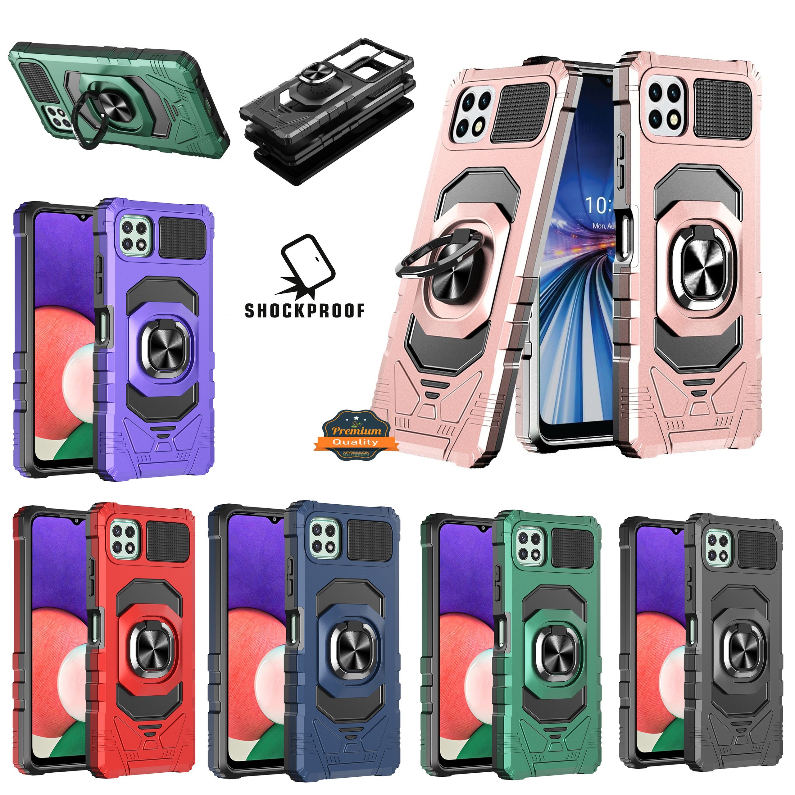 For Apple iPhone 16 Pro Max (6.9") Hybrid Dual Layer with Rotate Magnetic Ring Stand Holder Kickstand, Rugged Shockproof Case Cover