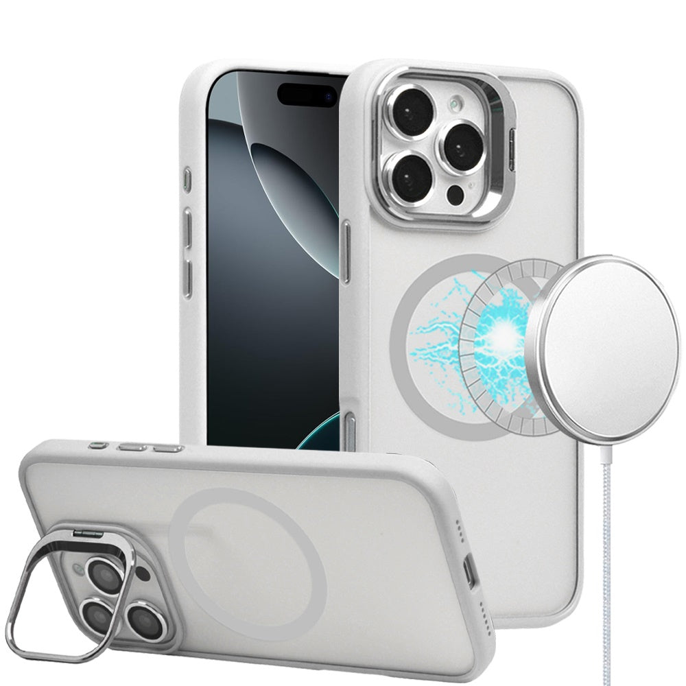 For Apple iPhone 16 (6.1") Hybrid Magnetic Cool Case with Camera Stand Fits MagSafe Accessories Shockproof Case Cover