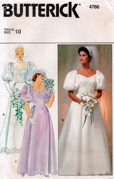 Butterick 4766 Womens Puff Sleeved Wedding Dress with Optional Train 1
