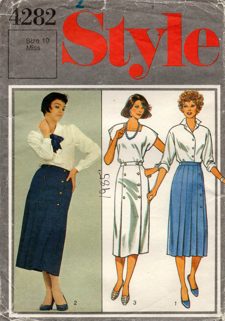 Style 4282 Womens Straight Wrap Skirts 1980s Vintage Sewing Pattern Si