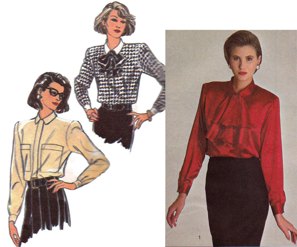 Style 1094 Womens Ruffled or Plain Blouse 80s Vintage Sewing Pattern S ...
