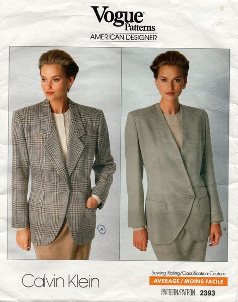 Vogue American Designer 2393 CALVIN KLEIN Womens Tailored Jacket in 2