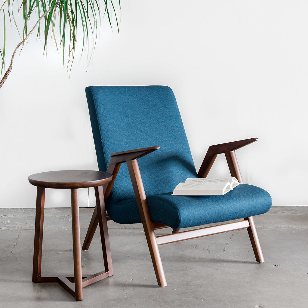 blue mid century chair