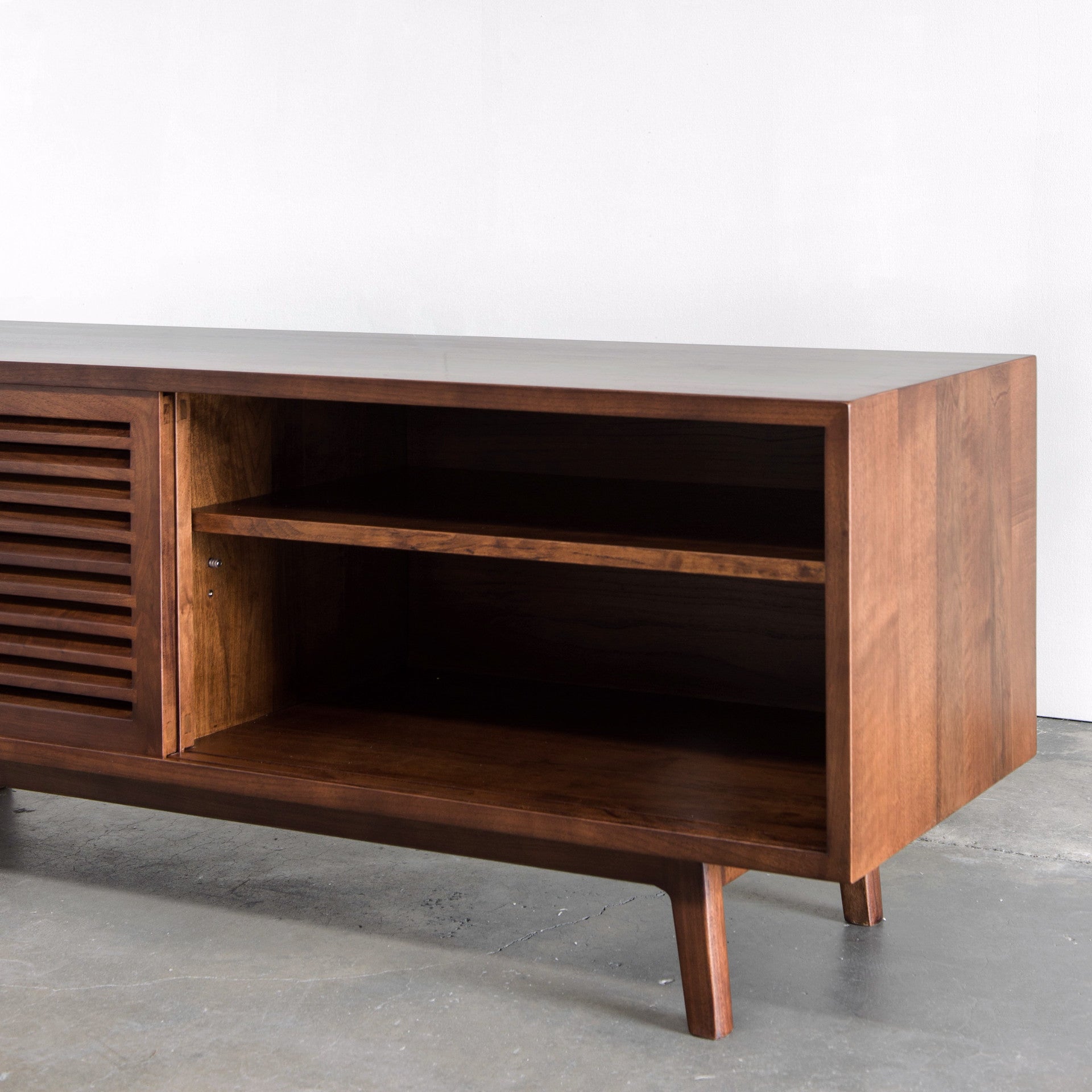 Lewis Solid Walnut Mid Century Modern Tv Cabinet Gingko Gingko