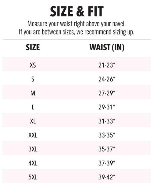 Double Compression Waist Trainer Size Chart