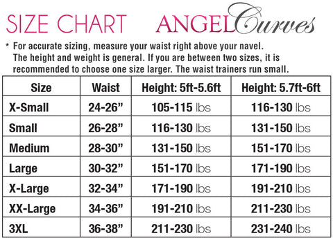 Angel Curves Size Chart