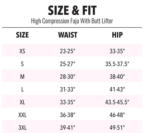 High Compression Mid Thigh Faja With Butt Lifter- Black