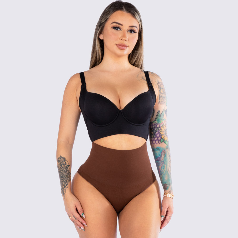 Angelica - Glossy Thong Bodysuit with Angel Wing Detailed Back