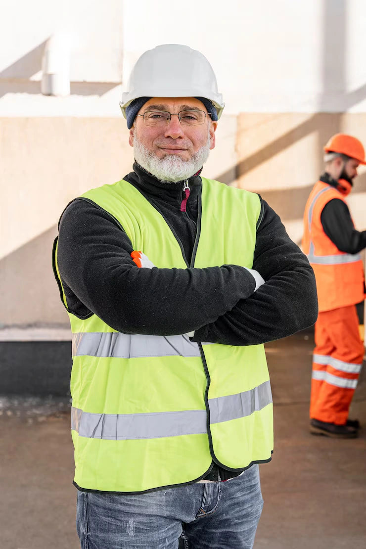 photo d'un employé de chantier portant des EPI