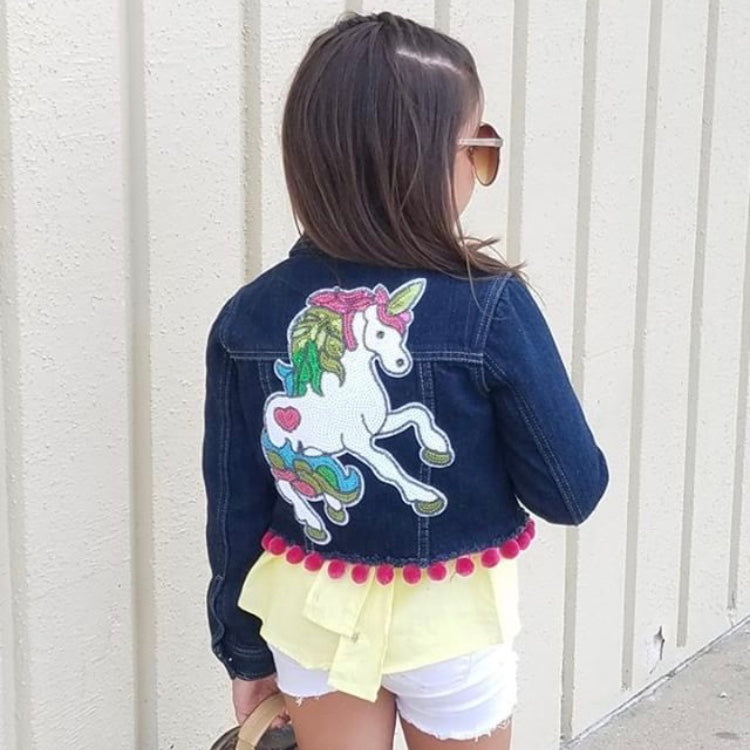 girls unicorn jean jacket