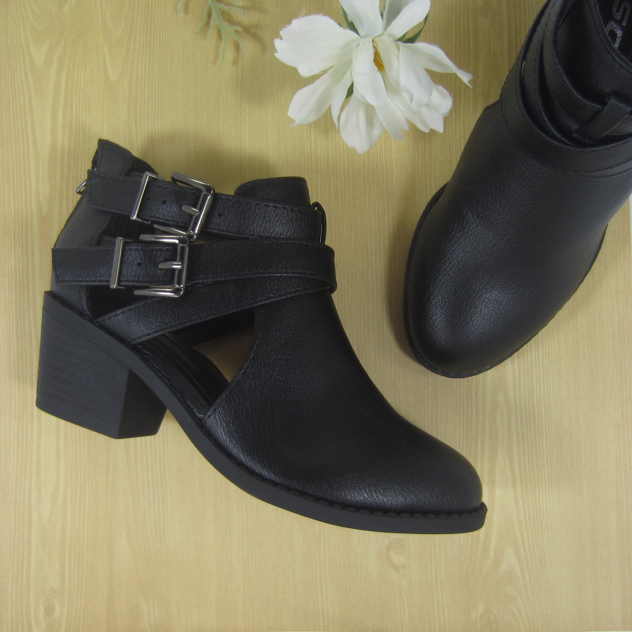 Girls Black Criss Cross Ankle Boots