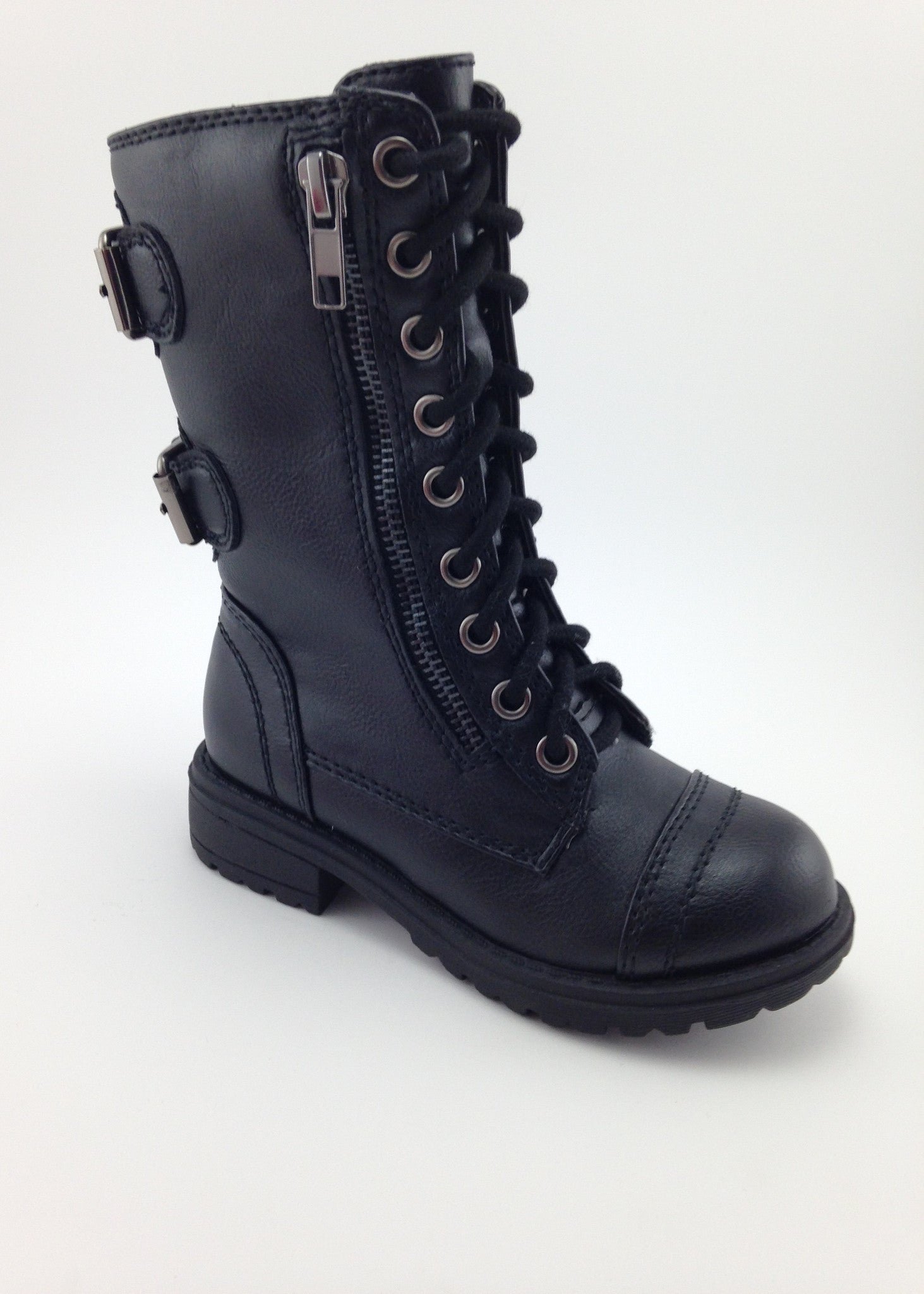 girls black military boots