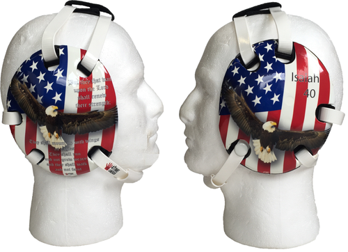 red white and blue wrestling headgear