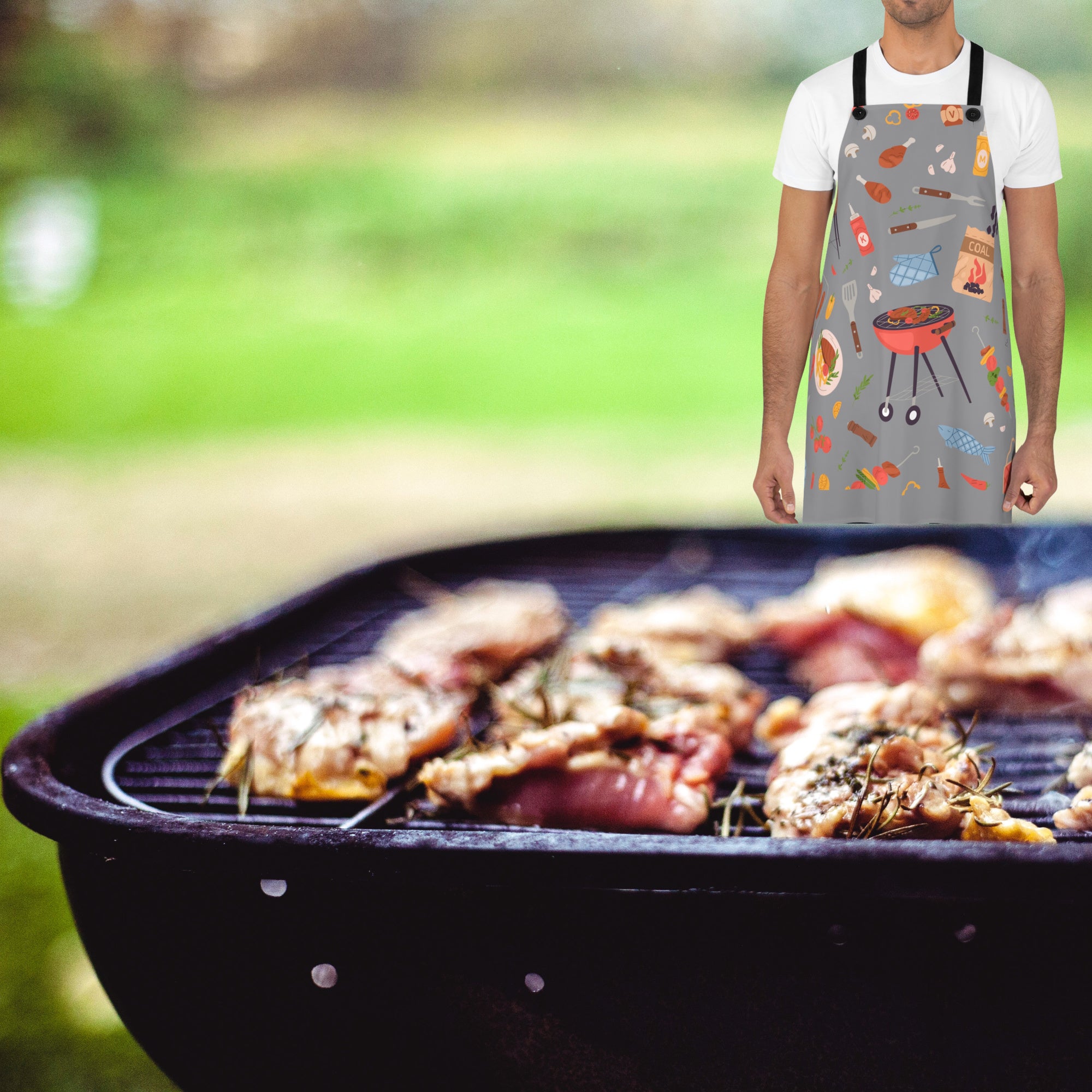 Chef's Grilling Apron: Unisex; Polyester-twill; Graphics