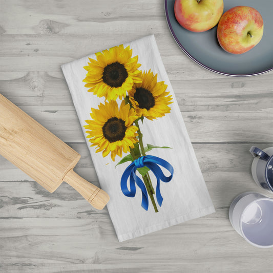 Cheerful Sunflowers Cotton Kitchen Towels Set Of 3