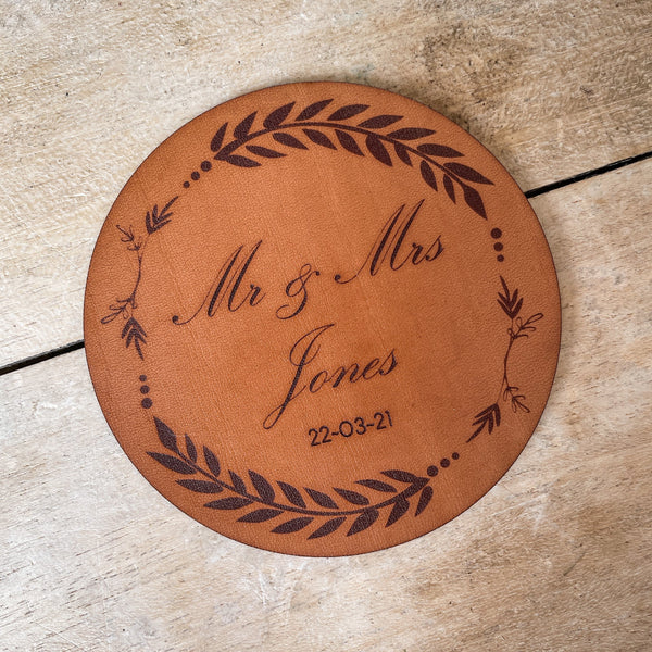 Personalised Leather Coaster