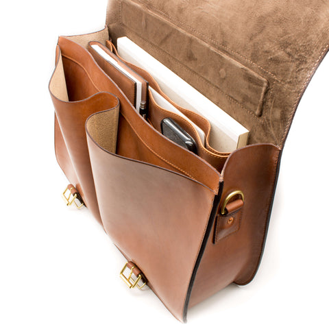 Internal of Bag - Devon Leather Messenger Bag