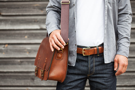 Mens Leather Messenger Bag by Tanner Bates