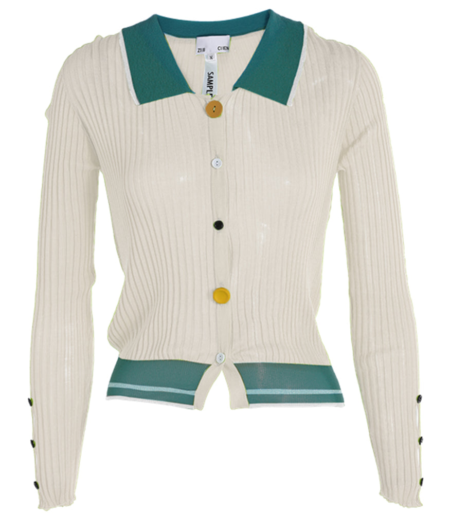 I AM CHEN WHITE SILK CARDIGAN