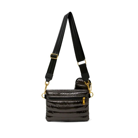 Black Patent Duffle Bag by Think Royln for $38