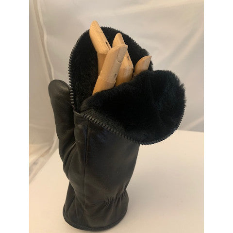 Aristide Fur Lined Zipper Mittens