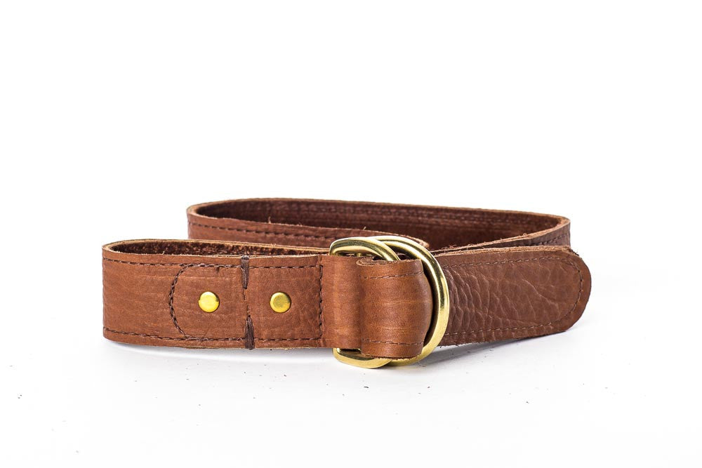 Buffalo Leather Brass D-Ring Belt - Handmade in the USA - Free Shippin ...