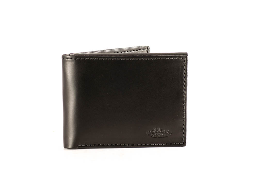 Deluxe Men's Bifold Wallet Classic Black English Bridle Leather Hand M ...