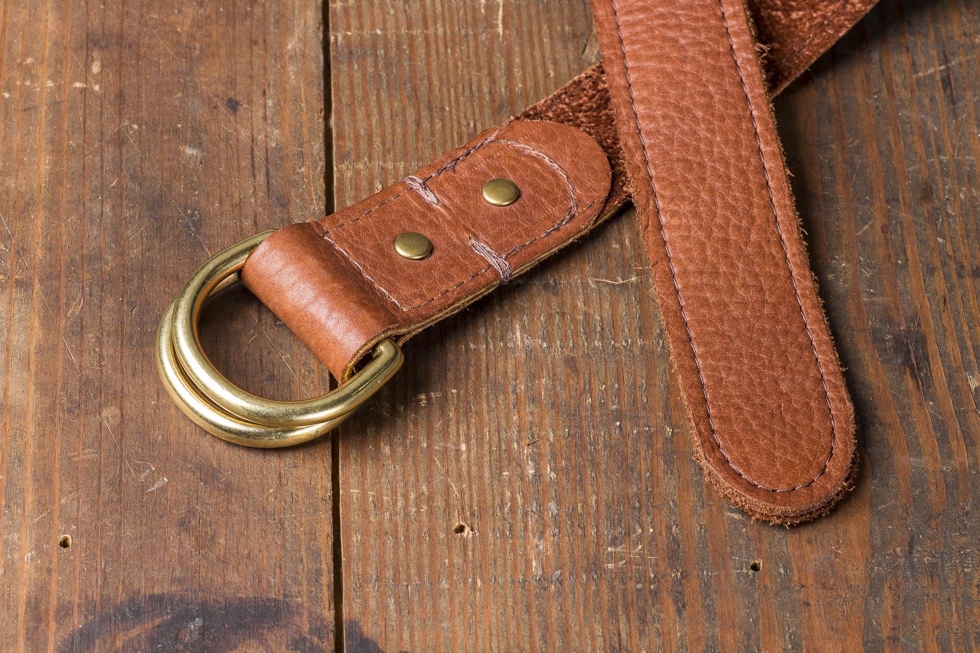 Buffalo Leather Brass D-Ring Belt - Handmade in the USA - Free Shippin ...