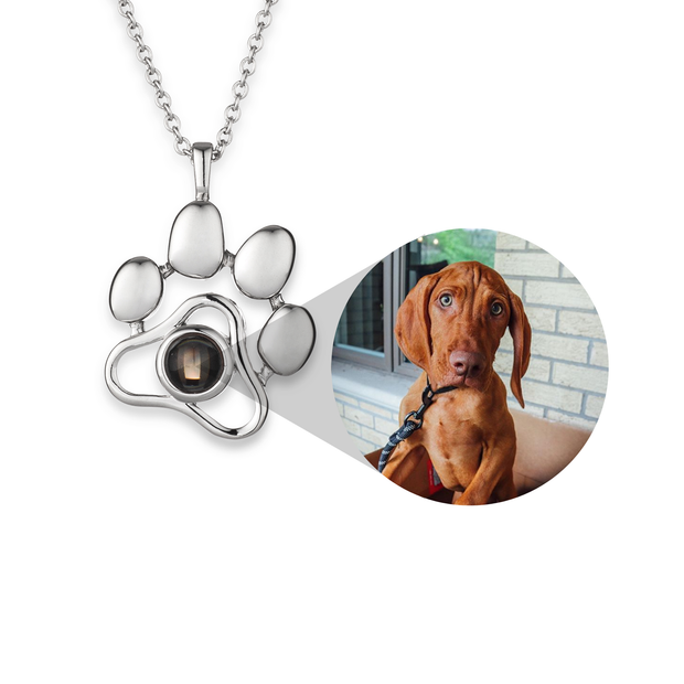 dog paw silver necklace