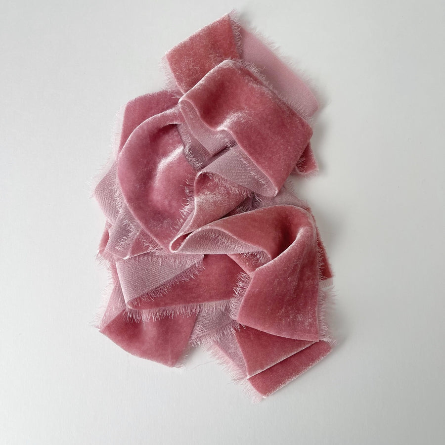 Pink Garnet Velvet Silk Ribbon